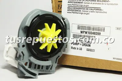 Motor Bomba para lavavajillas Whirpool o KitchenAid Ref WPW10348269